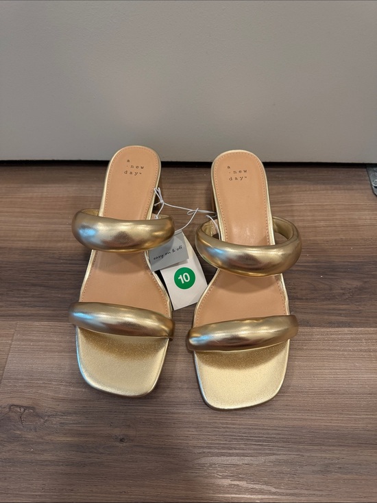 a new day Shoes - a new day Metallic Gold Double-Band Slide Mules - Women
